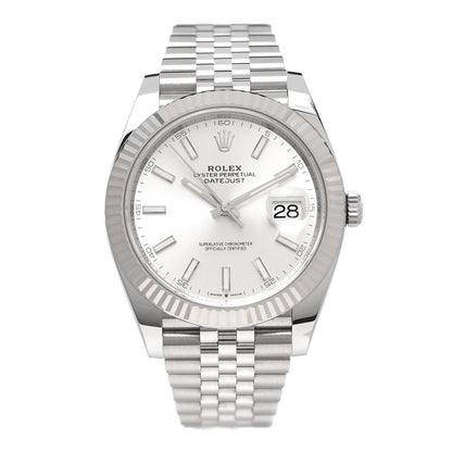 Rolex Stainless Steel 18K White Gold 41mm Oyster Perpetual Datejust Watch Silver 126334 1 of 5