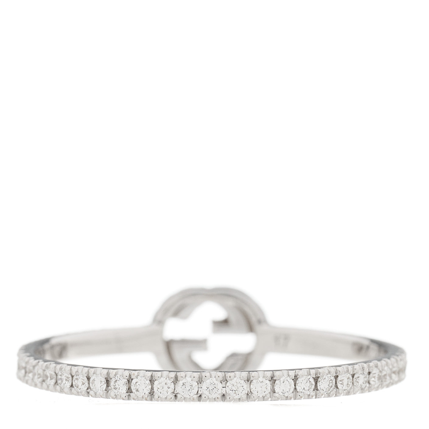 18K White Gold Diamond Interlocking G Ring 57 8