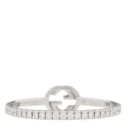 Gucci 18K White Gold Diamond Interlocking G Ring 57 8 5 of 7