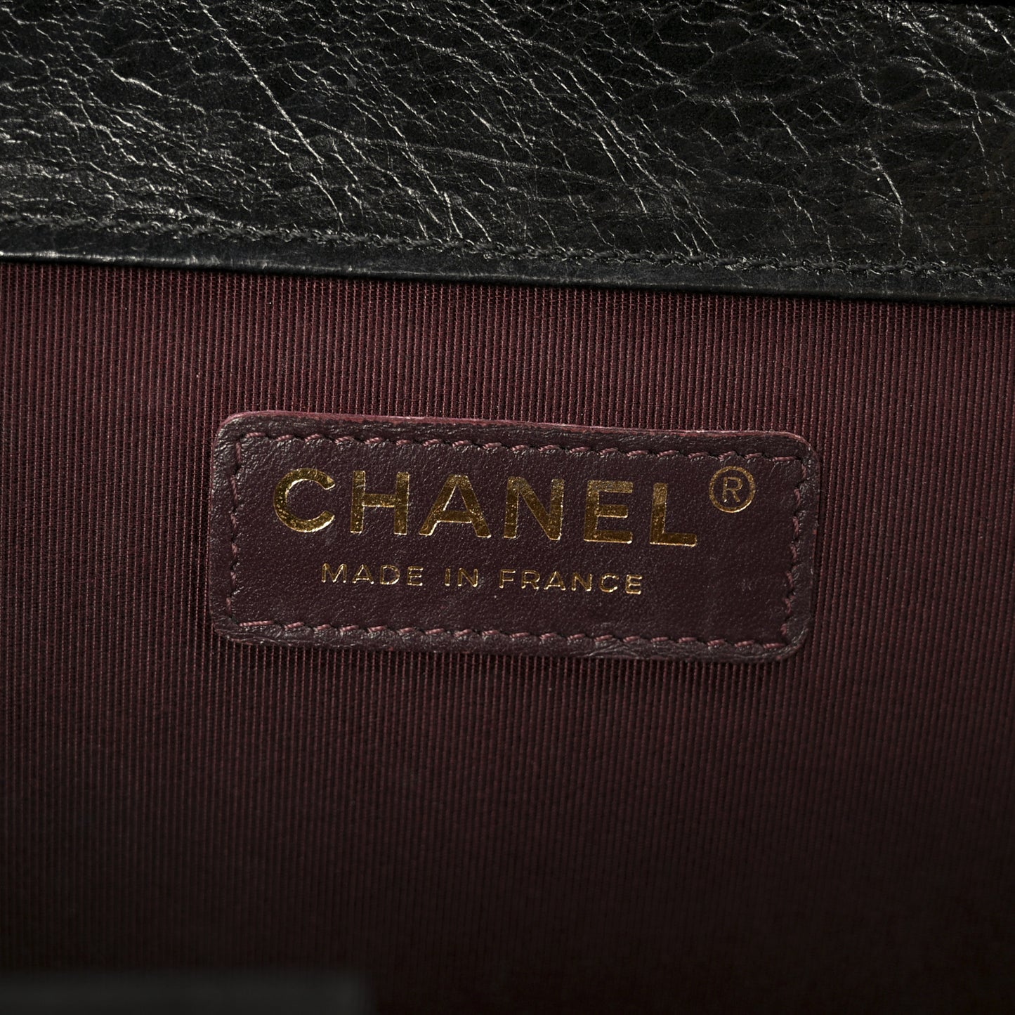 Crumpled Calfskin Quilted Flap Black