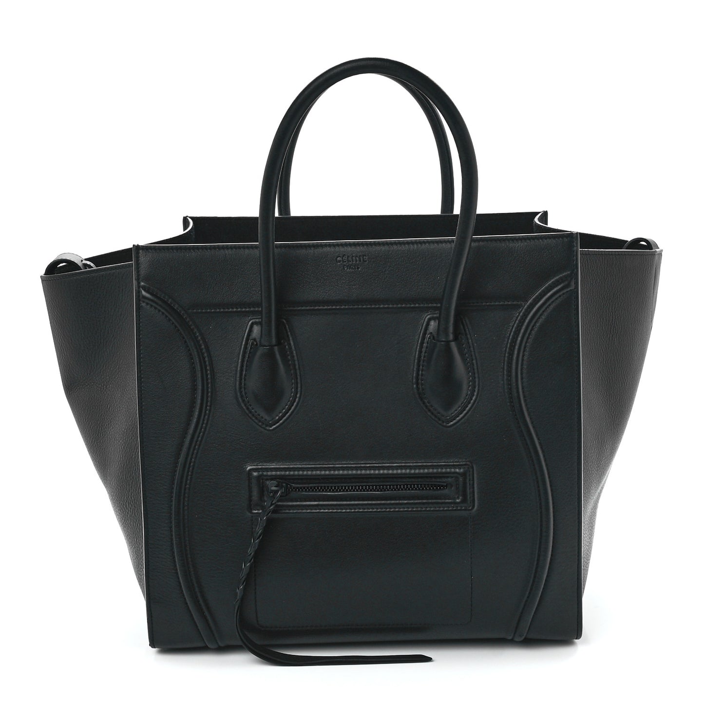 Grained Calfskin Medium Phantom Luggage Black