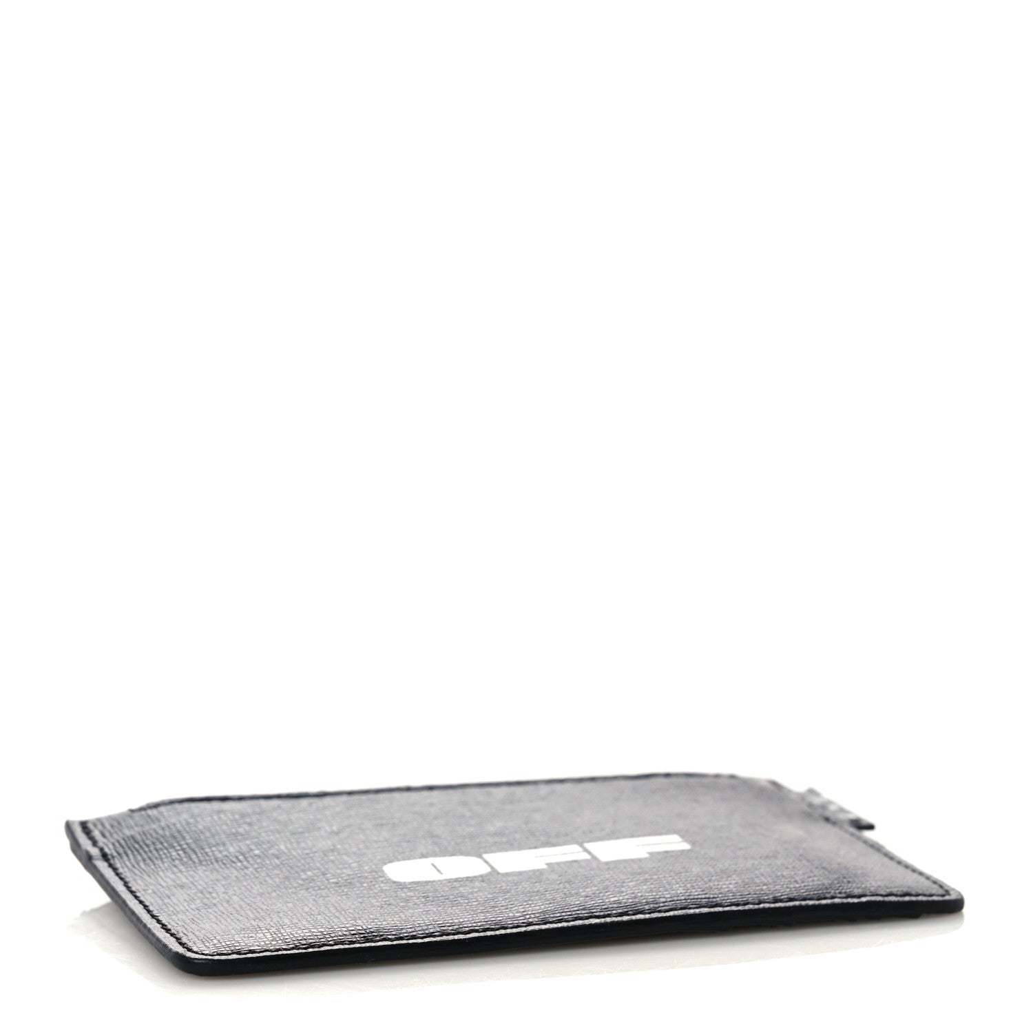 Off-White Calfskin Logo Zip Card Holder Black 4 of 12
