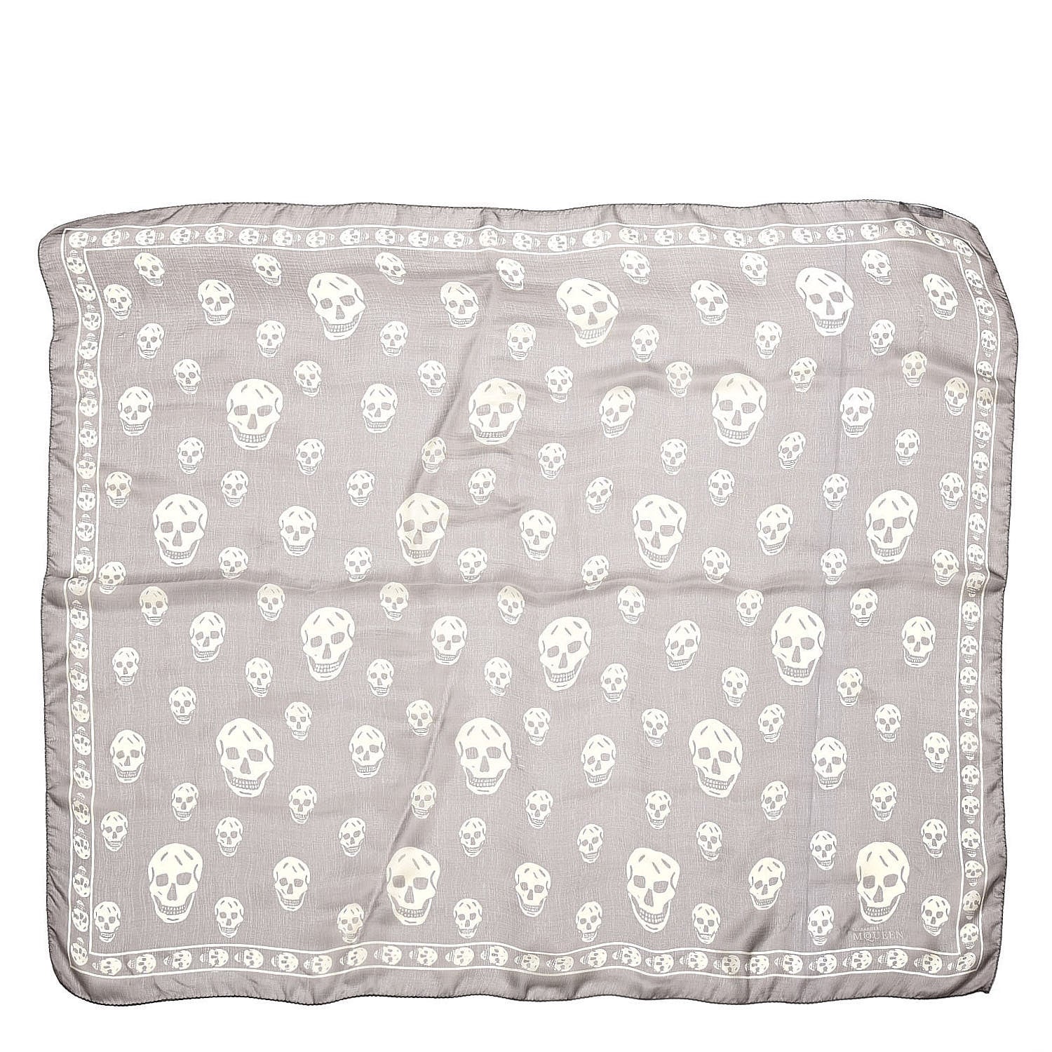 Alexander McQueen Silk Chiffon Skull Scarf Brown 1 of 6
