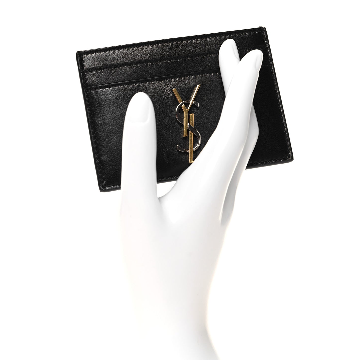 Calfskin Monogram Credit Card Case Black