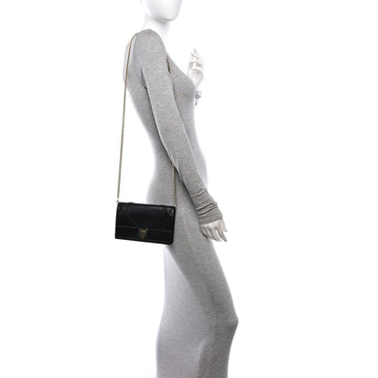 Christian Dior Grained Calfskin Diorama Wallet on Chain Pouch Black 2 of 10