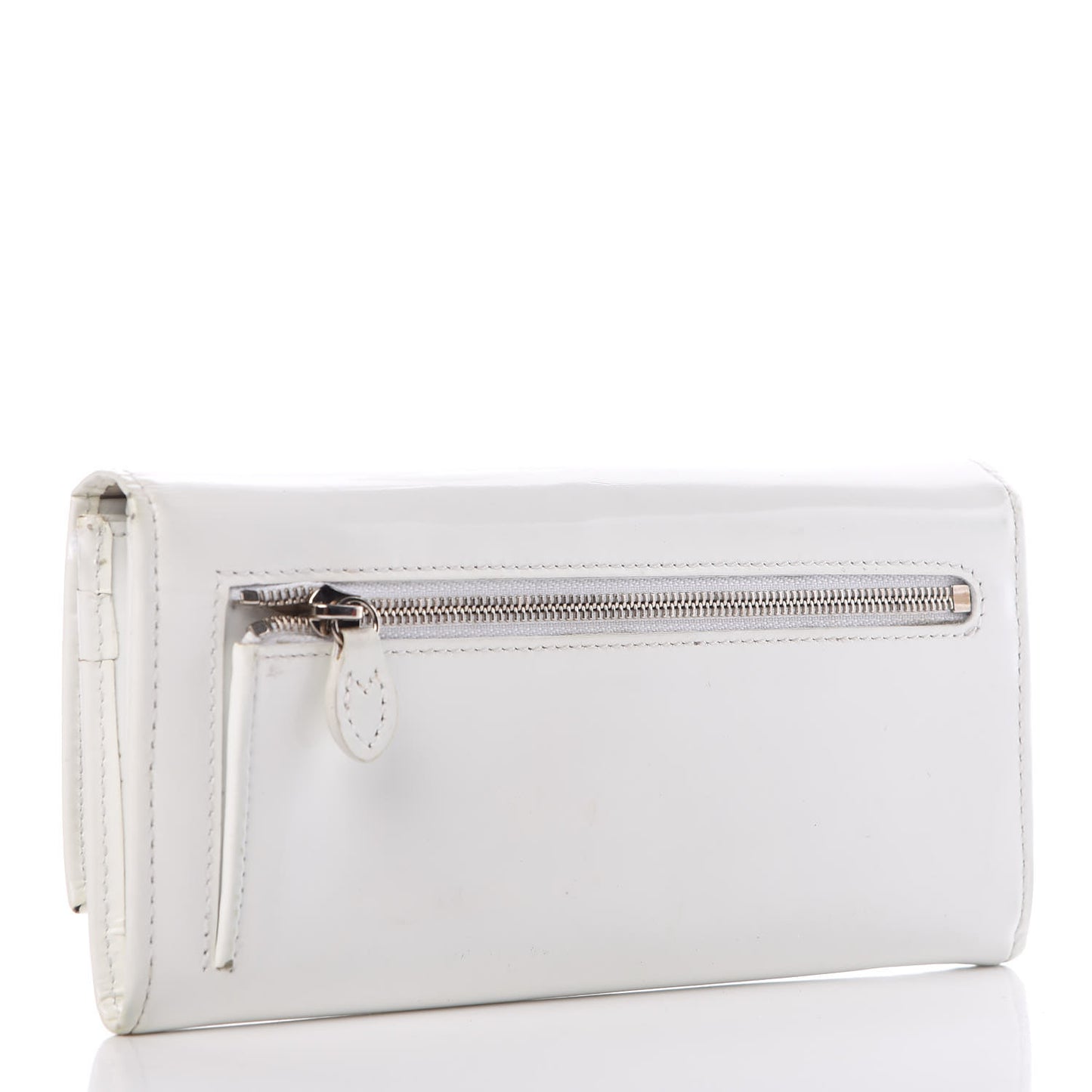 Patent Continental Wallet White