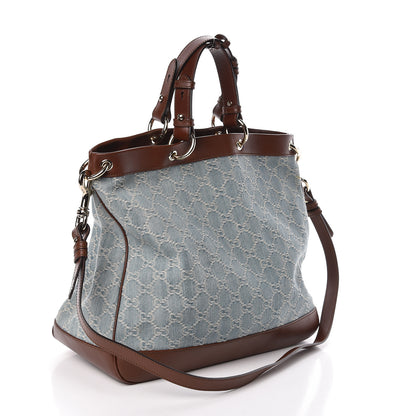 Gucci Denim Monogram Medium Valentine Top Handle Bag 3 of 10