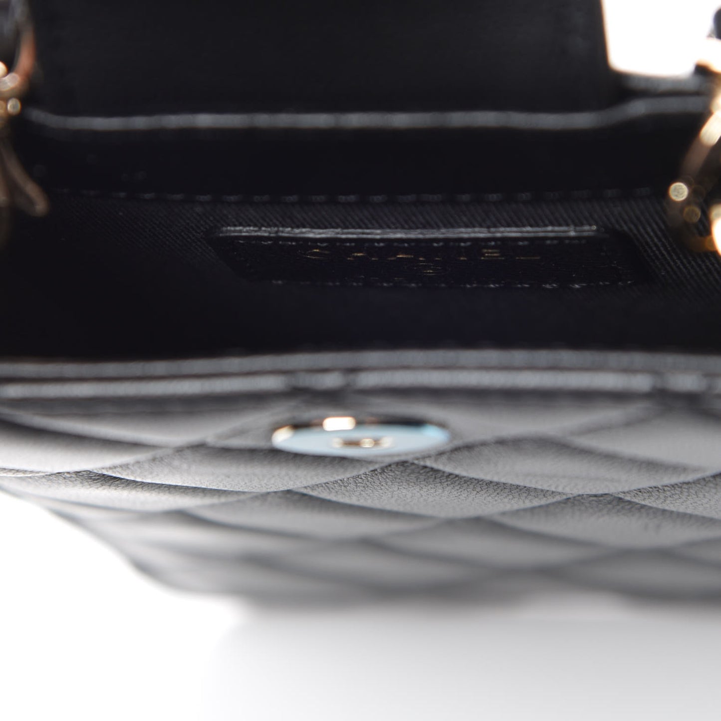 Lambskin Quilted CC Phone Holder Black