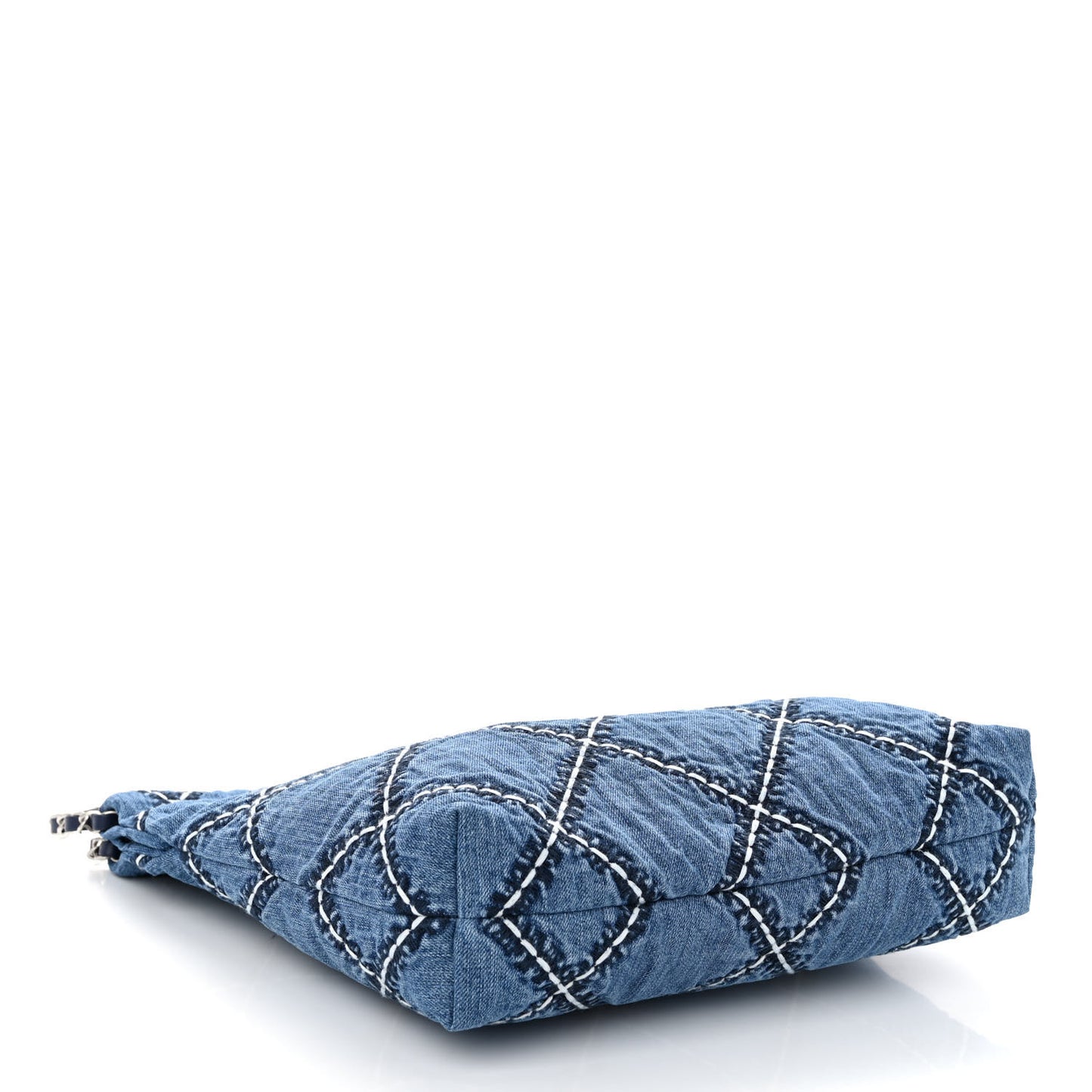 Denim Quilted Stitched Small Chanel 22 Blue