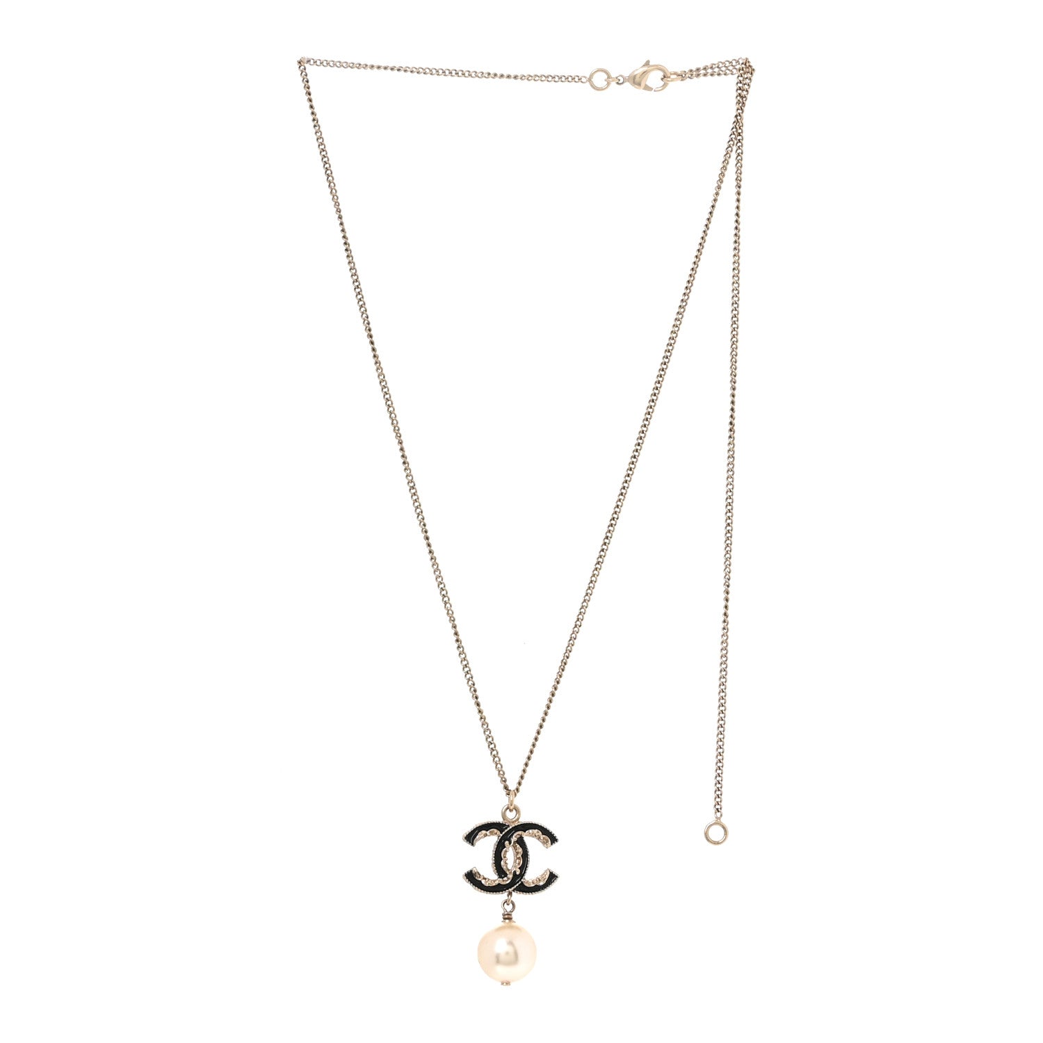 Chanel Enamel Pearl CC Baroque Drop Necklace Black Gold 3 of 5