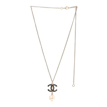 Chanel Enamel Pearl CC Baroque Drop Necklace Black Gold 3 of 5