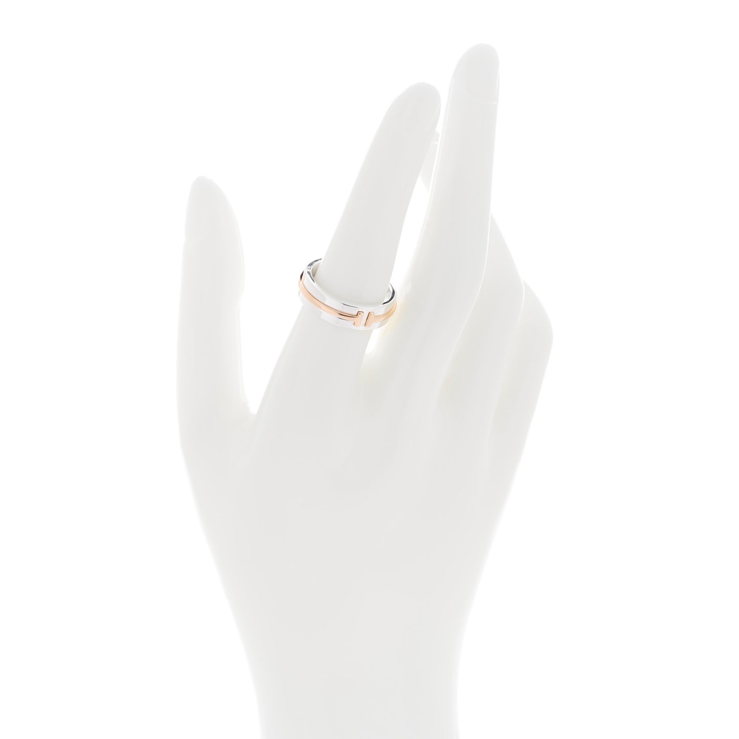 Sterling Silver 18K Rose Gold Tiffany T Wide Ring 54 7