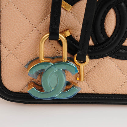 Chanel Caviar Quilted Small CC Filigree Vanity Case Beige Black 8 of 8