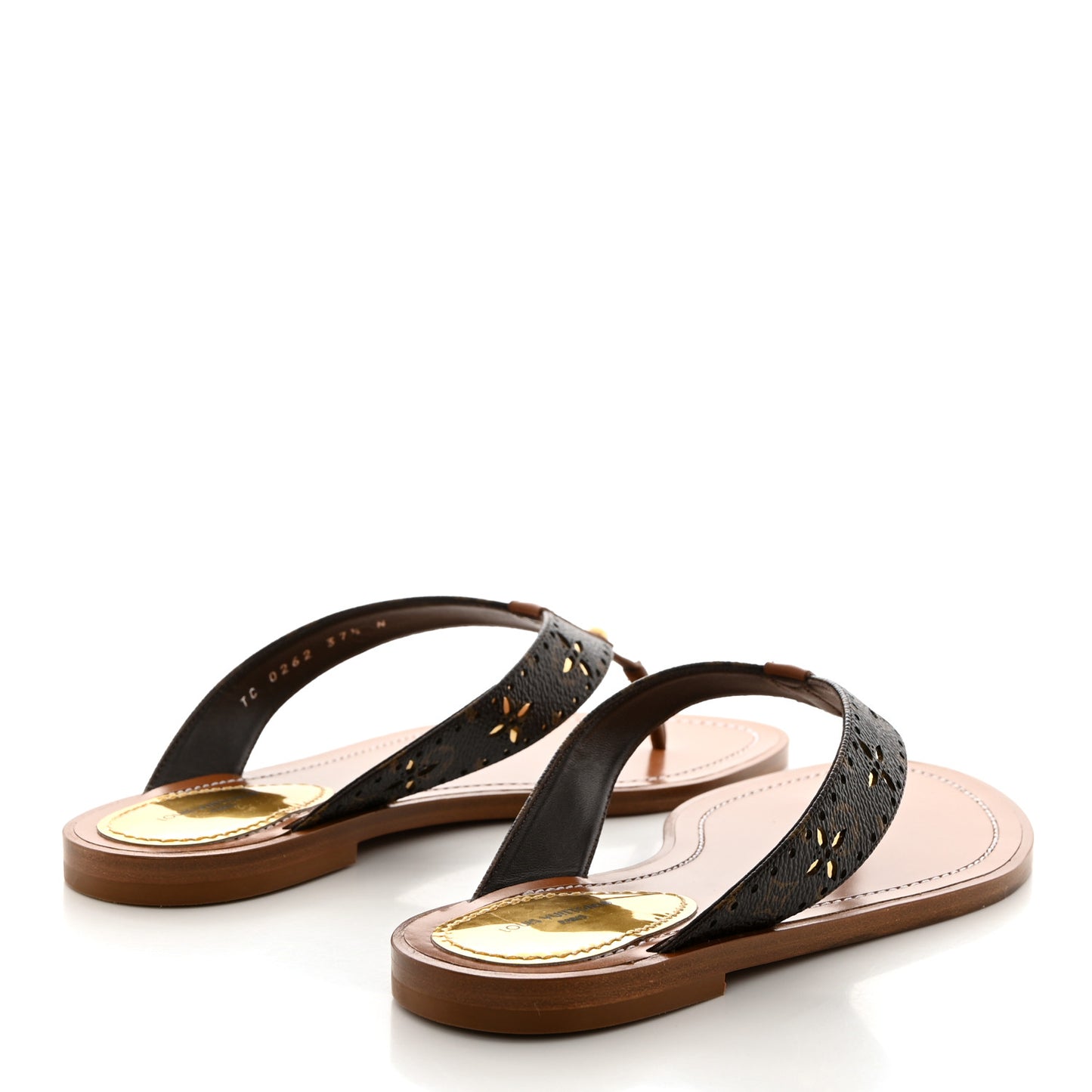 Monogram Sunny Flat Thong Sandals 37.5 Brown