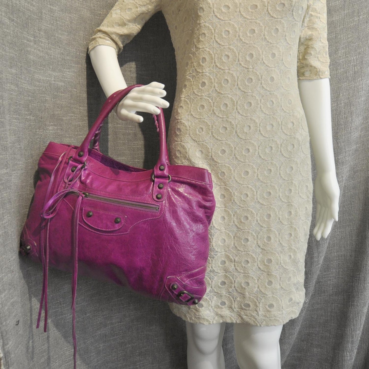 Chevre Classic Hardware Purse Magenta