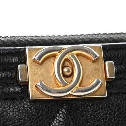 Chanel Caviar Quilted Boy Zip Around Coin Purse Wallet Black 10 of 11