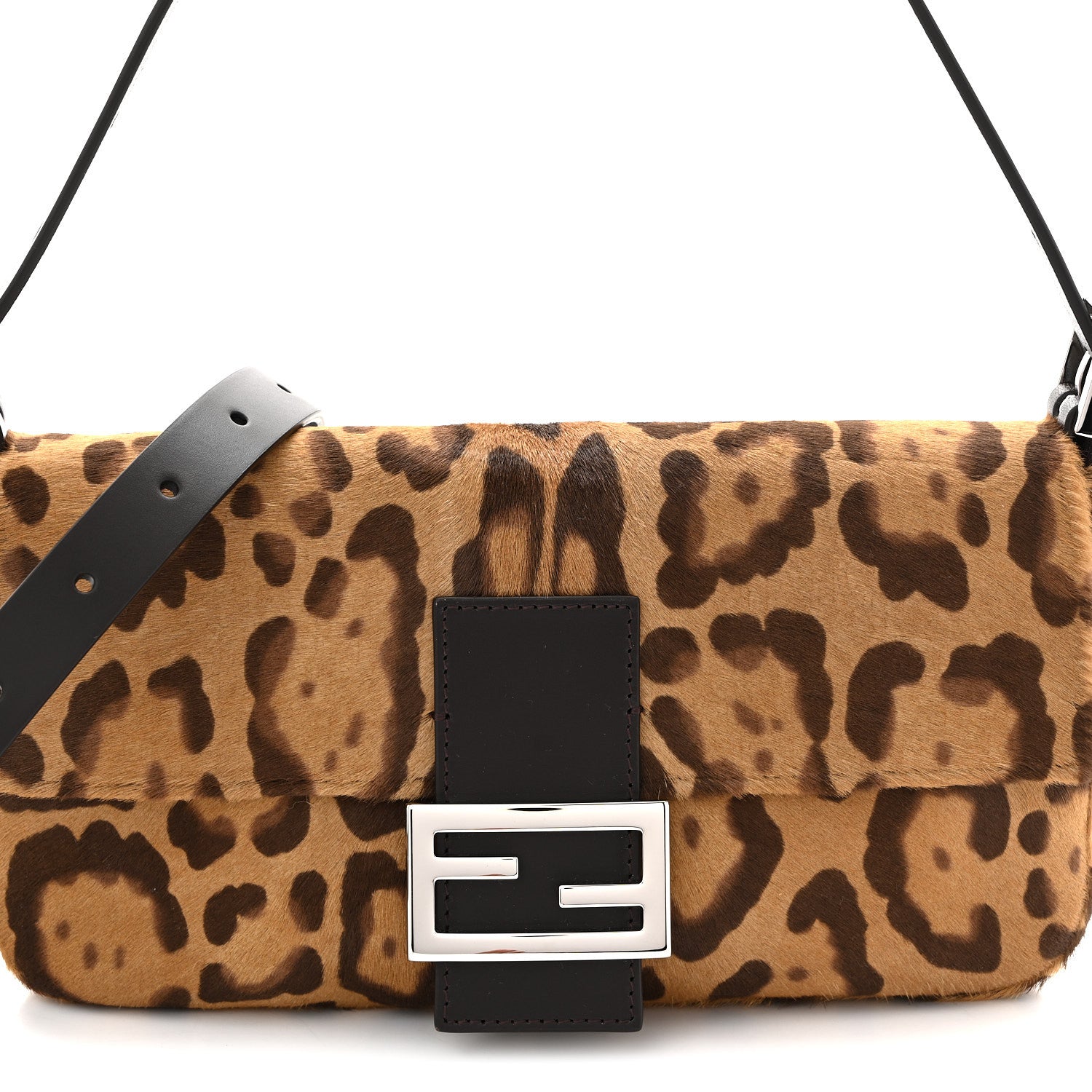 Fendi Calf Hair Vitello Jaguar Print Baguette Re Edition 26424 Moro Natural 8 of 11