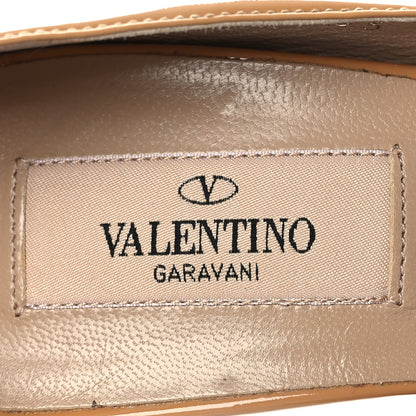Valentino Garavani Patent Couture Bow Peep Toe Pumps 37.5 Beige 9 of 14