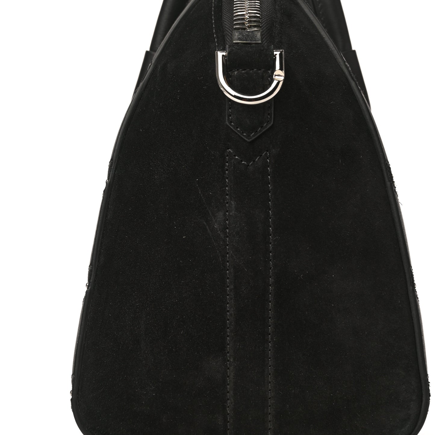 Calfskin Suede Small Studded Chevron Antigona Black