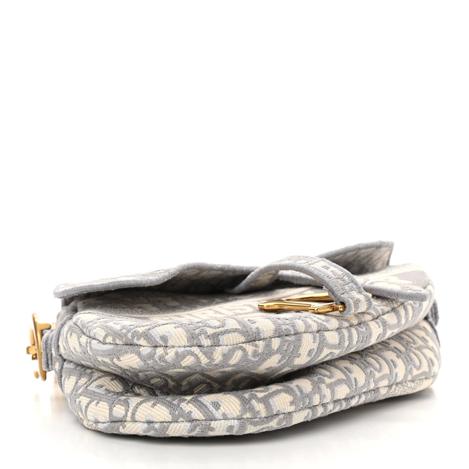 Christian Dior Oblique Embroidered Saddle Bag Gray 4 of 10