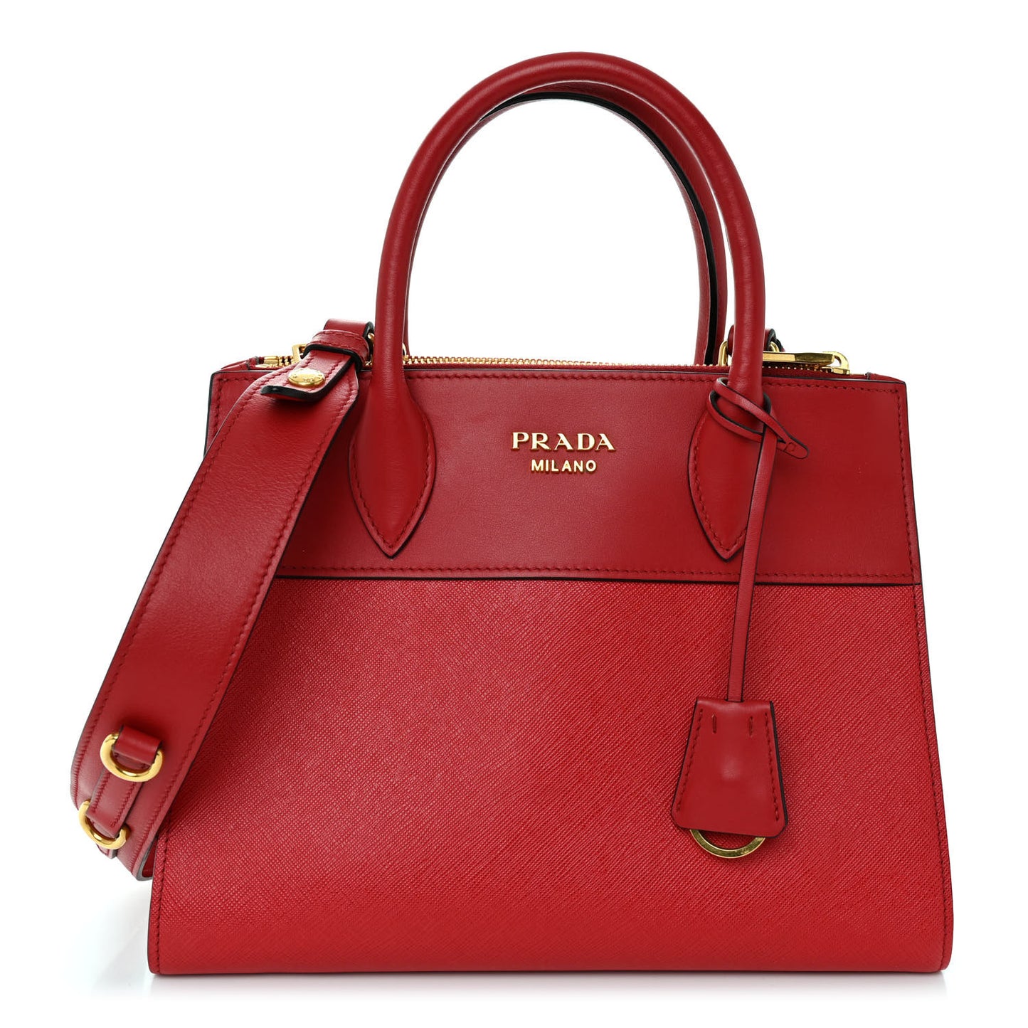 Saffiano City Calfskin Small Paradigme Bag Red