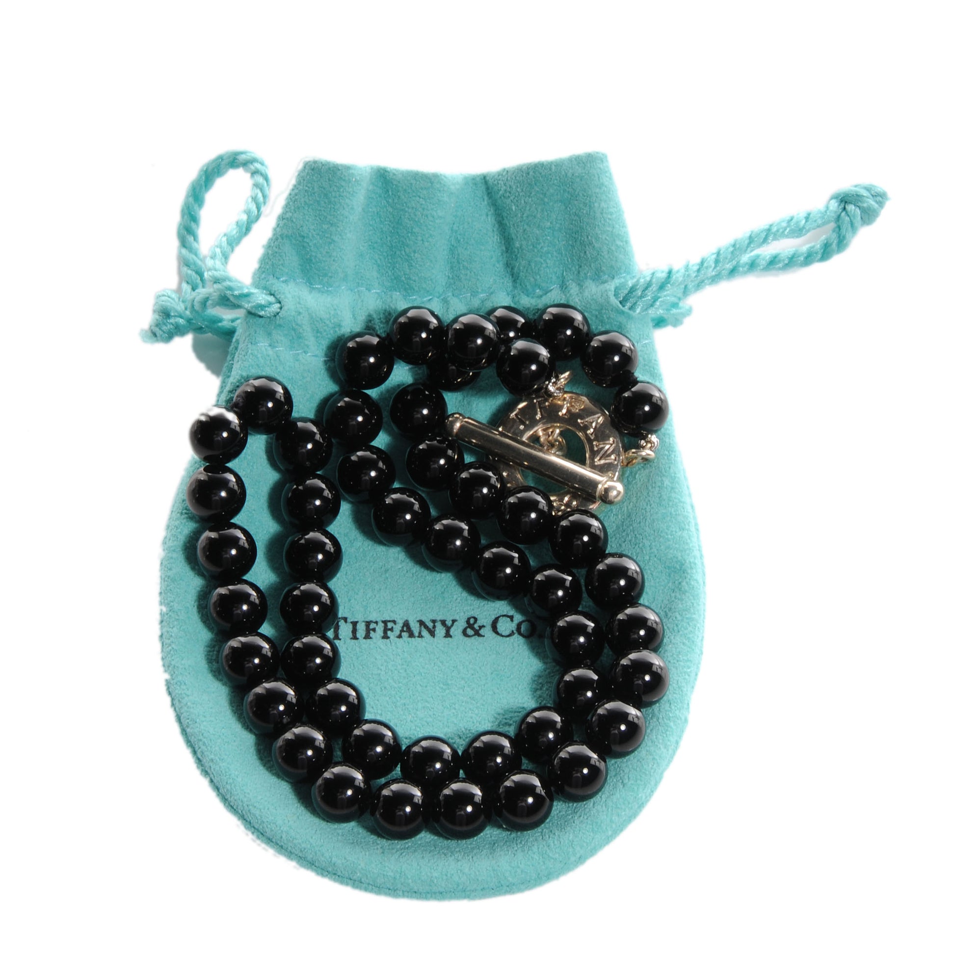Tiffany Sterling Silver Black Onyx Bead Toggle Necklace 6 of 6