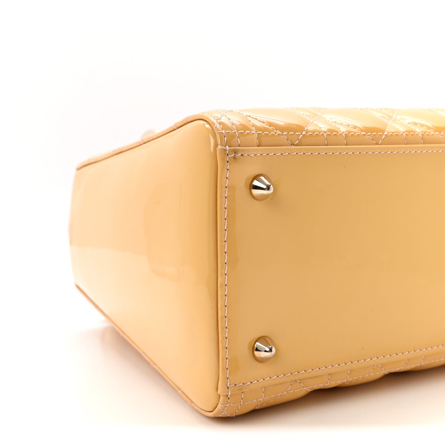 Patent Cannage Medium Lady Dior Beige