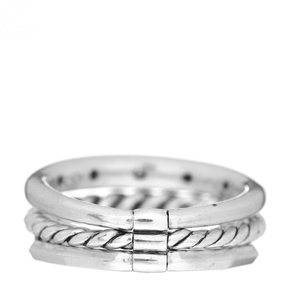 David Yurman Sterling Silver Diamond 9mm Stax Narrow Ring 54 7 3 of 4