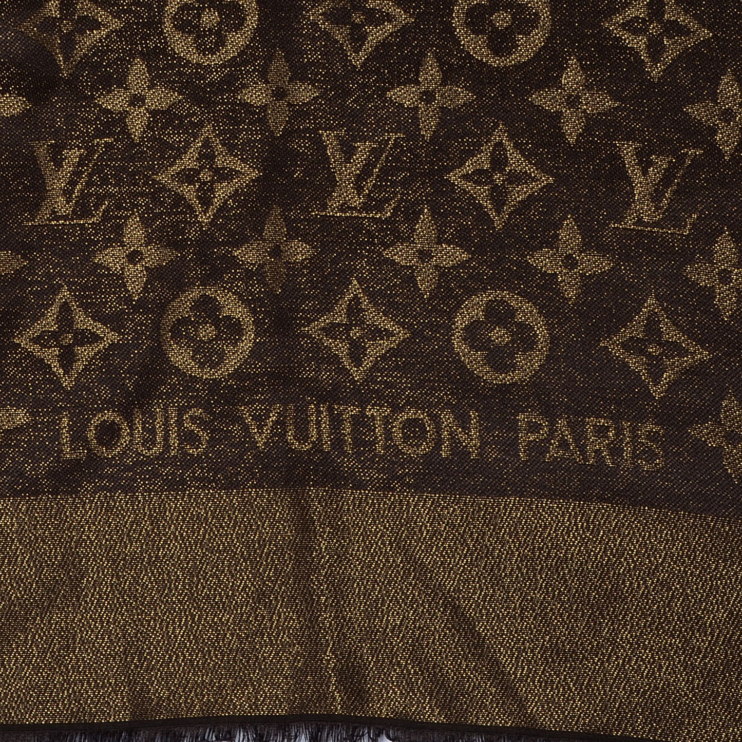 Silk Lurex Wool Monogram Shine Shawl Brown