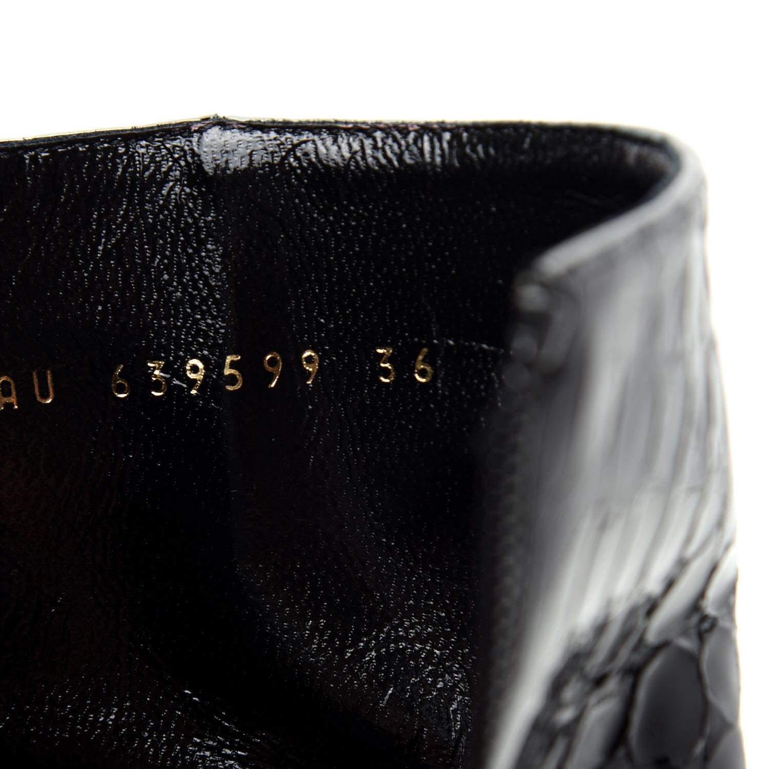 Saint Laurent Alligator Embossed Patent Calfskin Opyum 110 Ankle Boots 36 Black 10 of 11