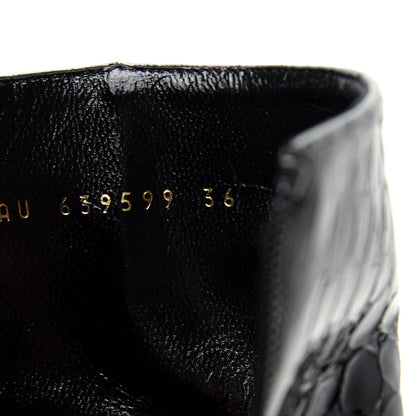 Saint Laurent Alligator Embossed Patent Calfskin Opyum 110 Ankle Boots 36 Black 10 of 11