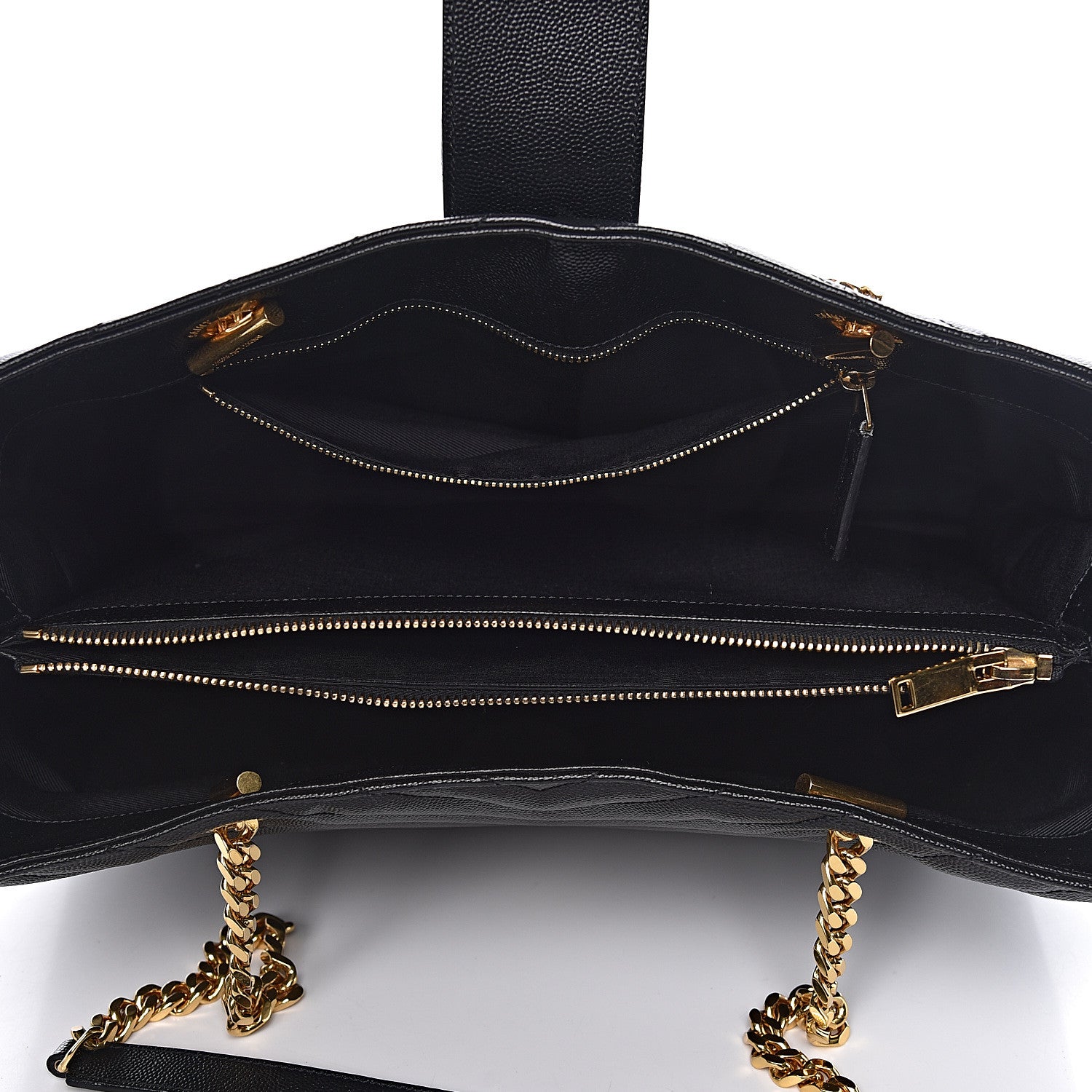 Saint Laurent Grain De Poudre Matelasse Chevron Monogram Shopping Bag Black 5 of 12