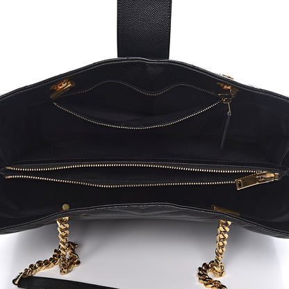 Saint Laurent Grain De Poudre Matelasse Chevron Monogram Shopping Bag Black 5 of 12
