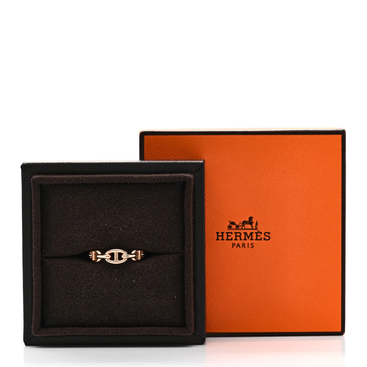 Hermes 18K Rose Gold PM Chaine d'Ancre Enchainee Ring 54 6.75 7 of 7