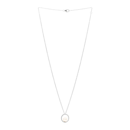 Mikimoto 18K White Gold Diamond Akoya Pearl 7mm Circle Pendant Necklace 3 of 5