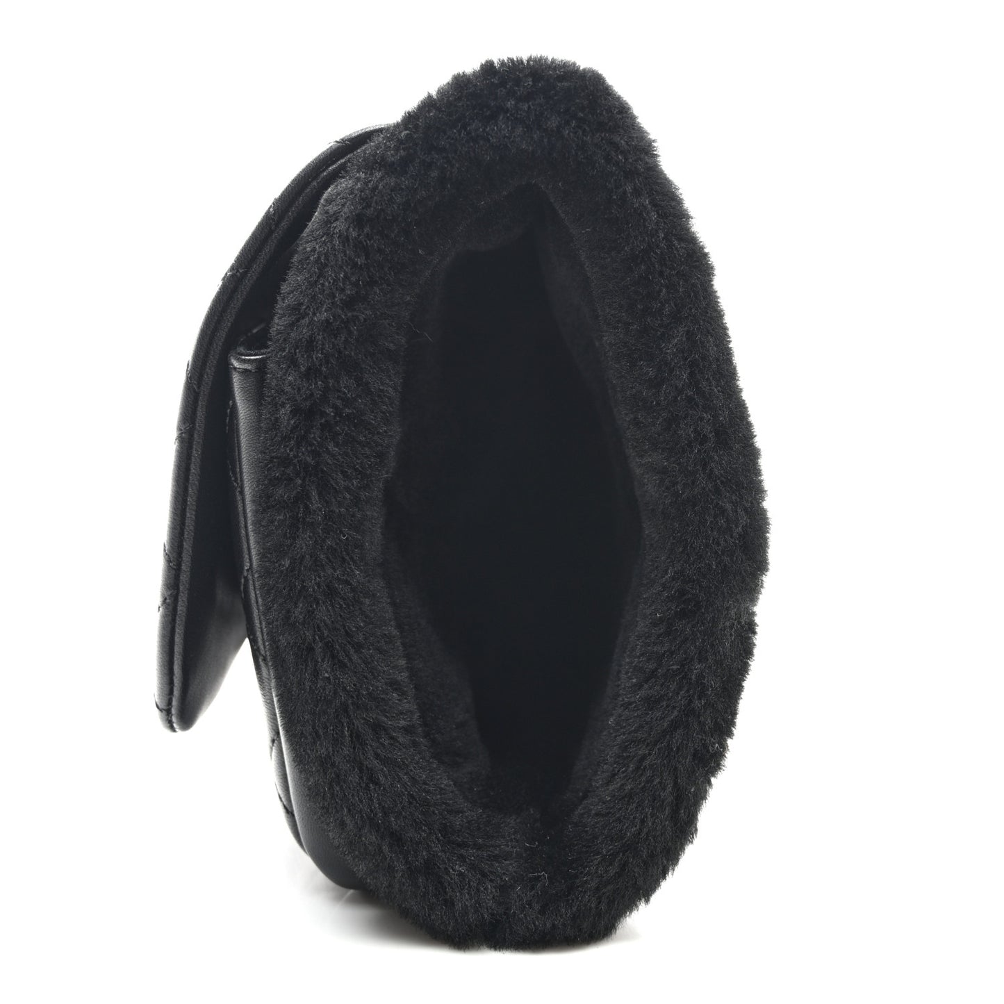 Lambskin Shearling CC Muff Flap Bag Black