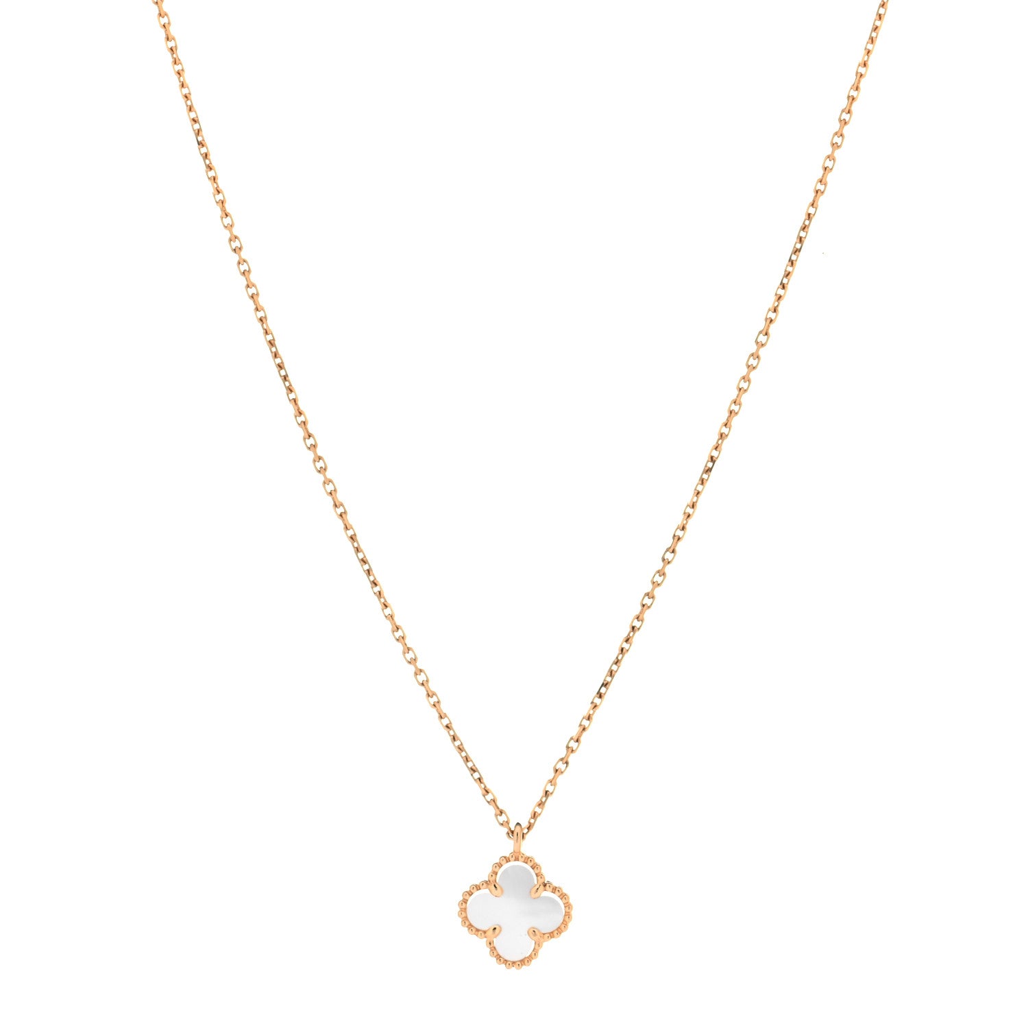 Van Cleef & Arpels 18K Yellow Gold Mother of Pearl Sweet Alhambra Pendant Necklace 1 of 6