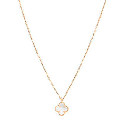 Van Cleef & Arpels 18K Yellow Gold Mother of Pearl Sweet Alhambra Pendant Necklace 1 of 6
