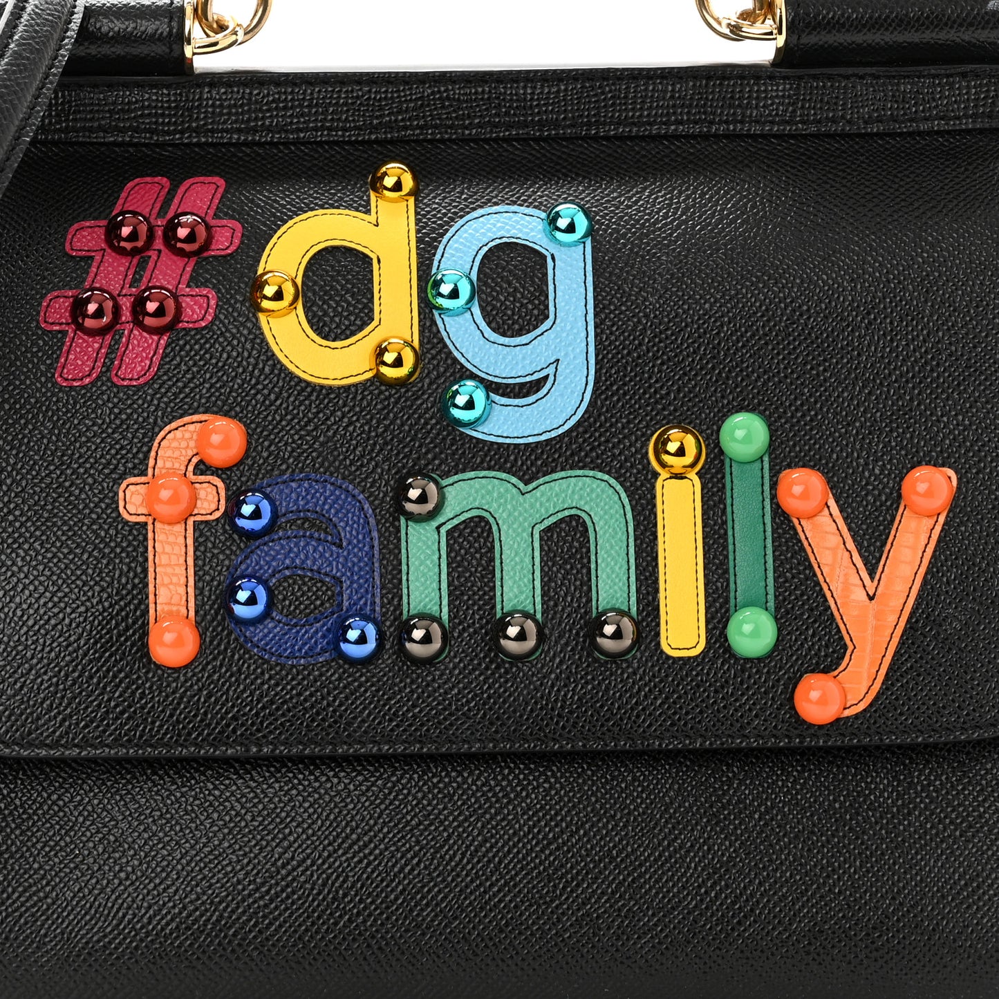 Dauphine Medium DG Family Patch Miss Sicily Satchel Black