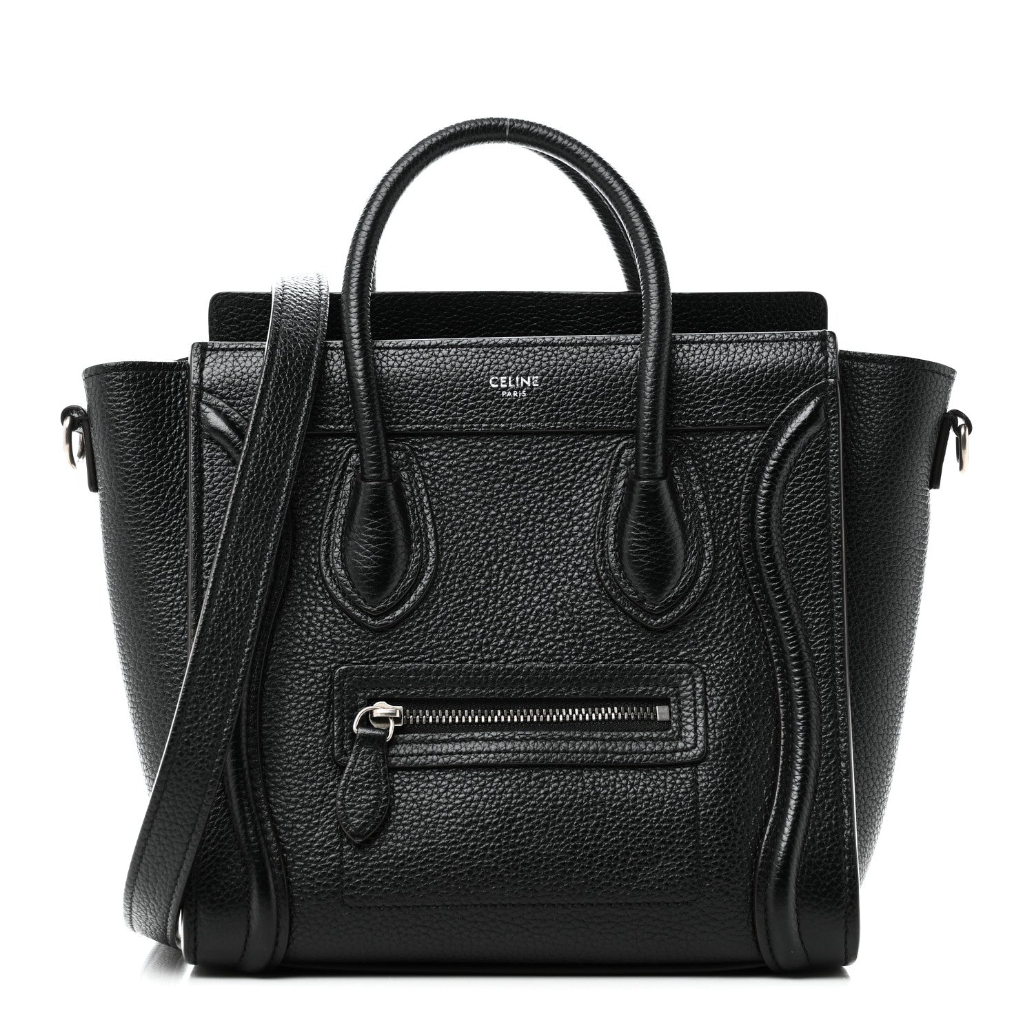 Celine Drummed Calfskin Nano Luggage Black 1 of 10