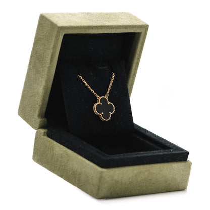Van Cleef & Arpels 18K Yellow Gold Black Onyx Vintage Alhambra Pendant Necklace 6 of 6