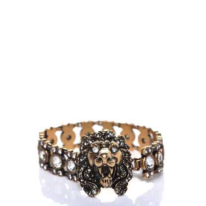 Gucci Metal Crystal Lion Head Bracelet S Aged Gold 4 of 9