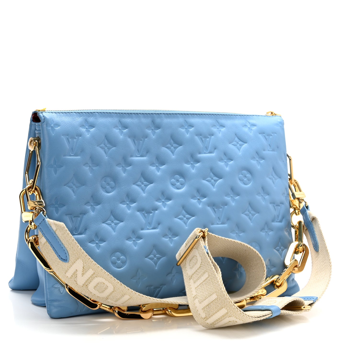 Lambskin Embossed Monogram Coussin MM Bleuet