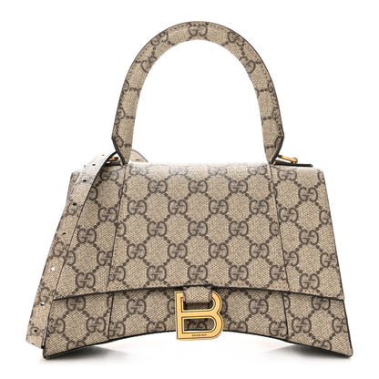 Balenciaga X GUCCI GG Supreme Monogram Small Hourglass Top Handle Bag Beige Ebony 1 of 10