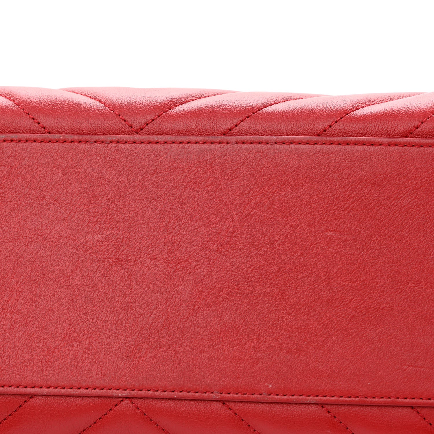 Saint Laurent Calfskin Matelasse Chevron Small Monogram Cabas Lipstick Red 13 of 14