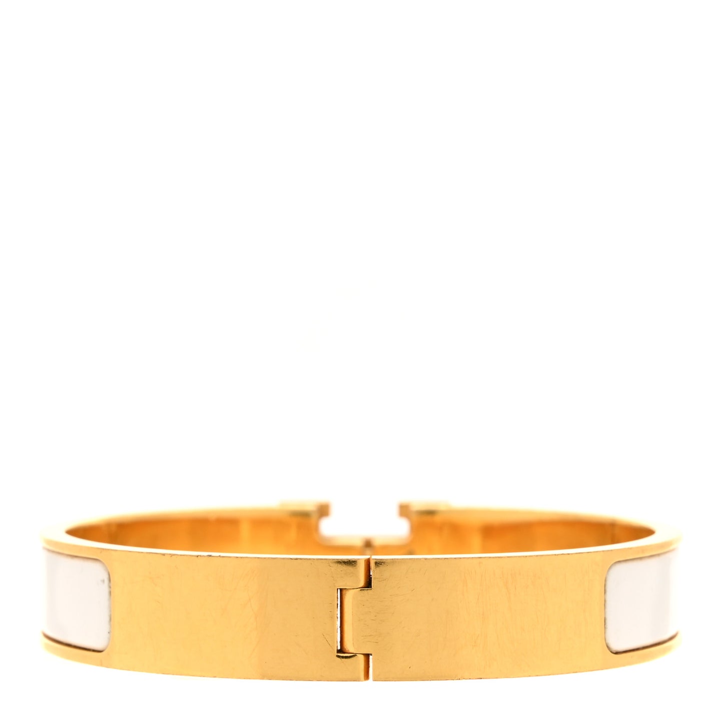 Enamel Narrow Clic Clac H Bracelet GM White