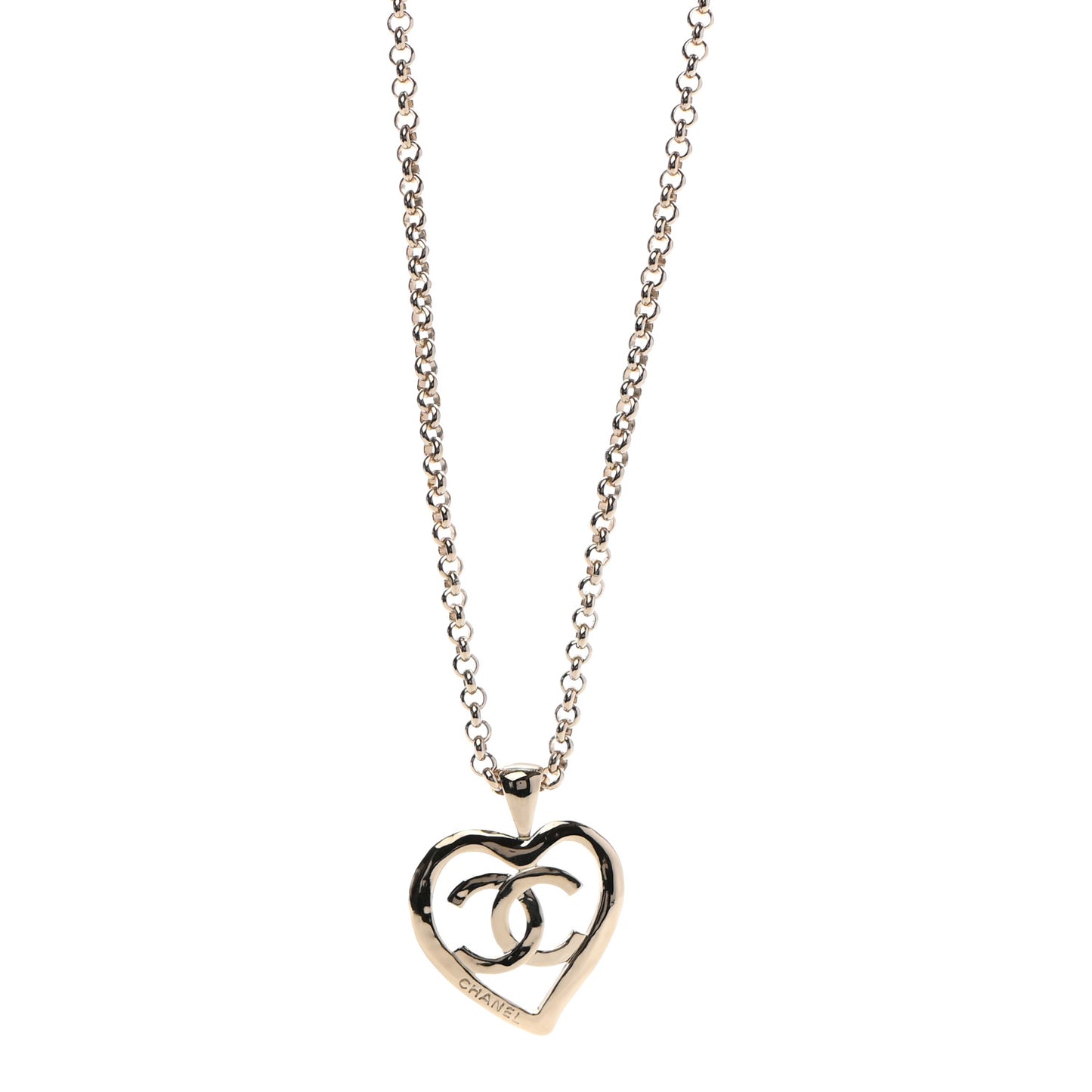 CC Heart Chain Pendant Necklace Gold