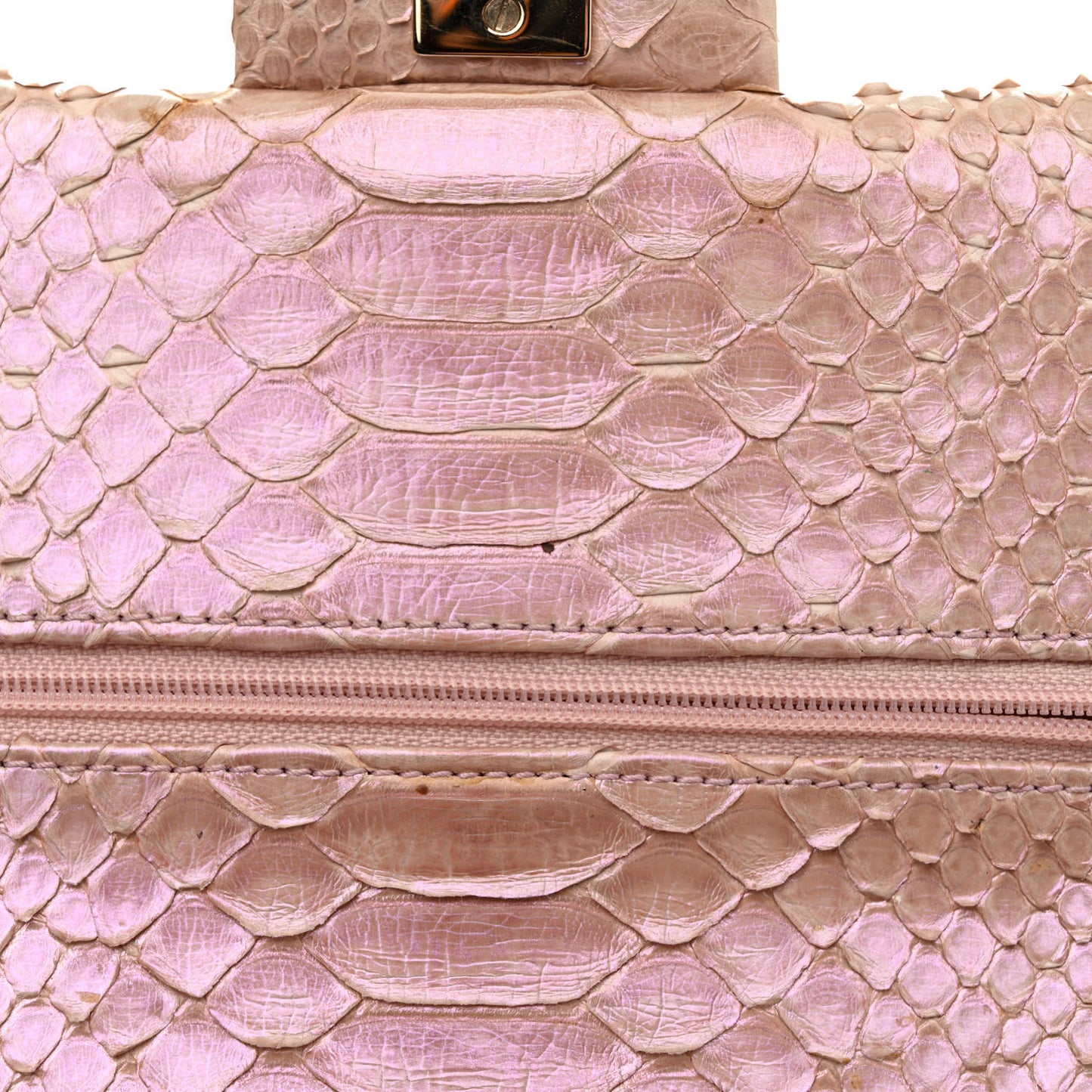Metallic Snakeskin Medium Double Flap Pink