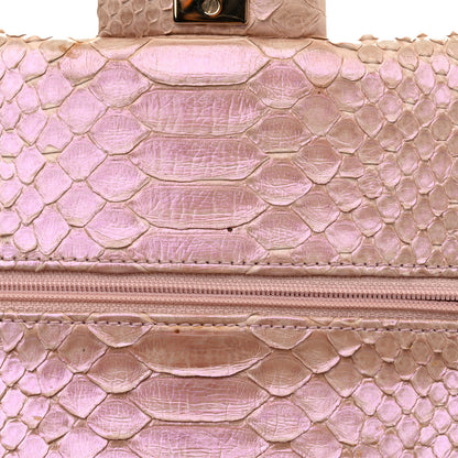Chanel Metallic Snakeskin Medium Double Flap Pink 12 of 15