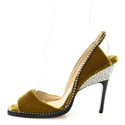 Jimmy Choo Velvet Crystal Bel 100 Pumps 37 Citrus 1 of 8